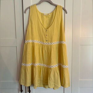C&C California Linen Blend Mini Dress Yellow Size Medium